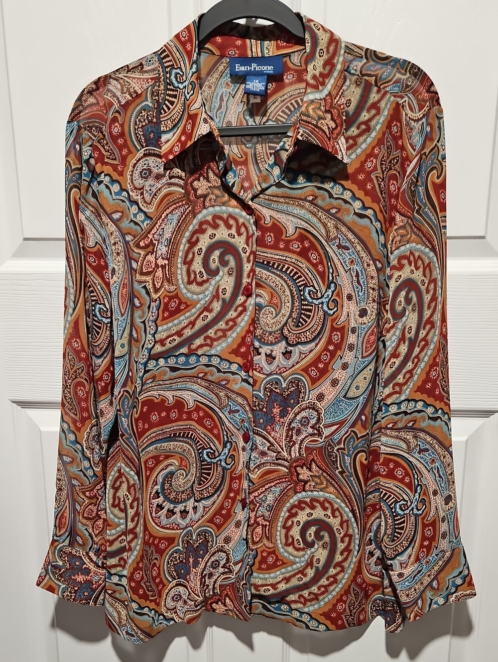 Evan-Picone Woman Paisley Button Down Blouse Top 1X